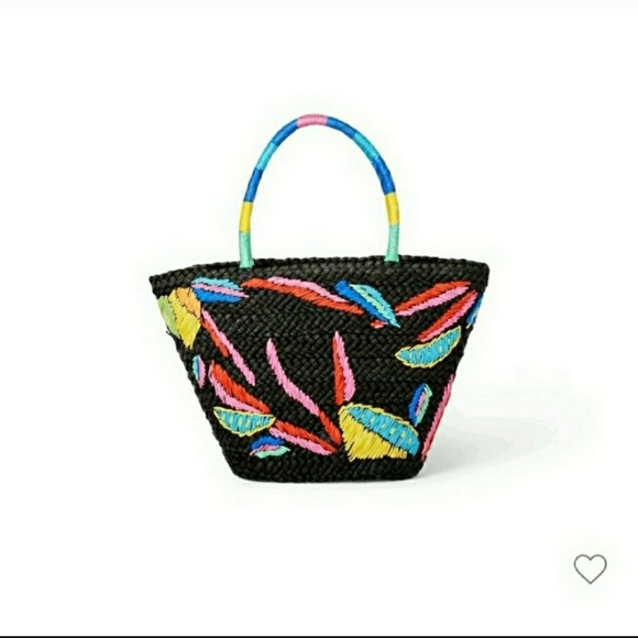 Tabitha Brown x Target Abstract Lemon Print Woven Straw Tote - NWT Black - Picture 2 of 9